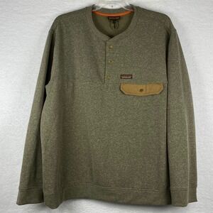 Patagonia Mahnya Fleece Henley Pullover XXL Dark Ash Green Hemp Blend 21399